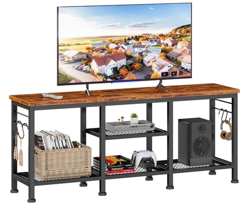 NEWBLUE Mueble para TV, 120CM Centro de Entretenimiento para TV con Estantes de Almacenamiento Abiertos, Grande Minimalista Mesa para Television para...