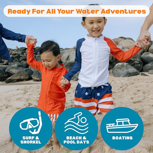 Image of SwimZip Boys' Long Sleeve Rash Guard & Swim Shorts Set - UPF 50+ Sun Protection