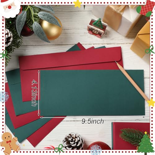 Image of Outus 500 Pcs #10 Colored Envelopes Business Adhesive,Dark Red and Green