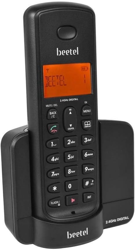 Beetel X90 2.4Ghz Cordless Landline Phone with Caller ID Display, Stores 50 Contacts, Upto 8Hrs of Talk Time, Solid Build Quality, Alarm Function, Auto Answer, Mute & Flash Function (Black X90)