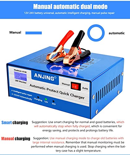 Carica Batteria Auto 12/24V Caricabatteria for Auto 130V-250V 200AH Riparazione Automatica Intelligente di Impulsi for Auto Moto Batteria Caricabatterie Auto (Color : 1)