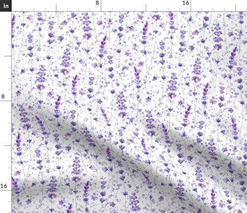 Spoonflower FI-F86-D10208145-1Y Fabric - Lavender Pattern Flowers Floral Nature Purple Art Plant Watercolor Printed thumb #1