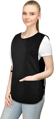 Miniatura 3 de TFTAFAN Delantal Cobbler Unisex Impermeable Delantal con 2 Bolsillos Profundos Art Smock para Pintar Limpieza Artiest Delantal Trabajo Cocina