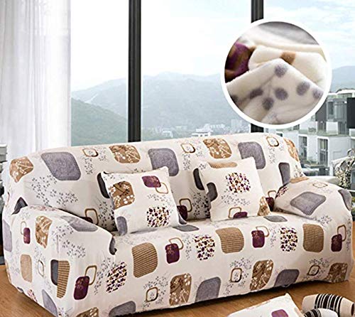 Housse de coussin de canapé en peluche élastique 1 pièce pour assise 90-140cm