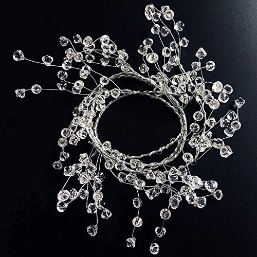 DAYFULI 5 Pieces 19.68 ft Clear Diamond Beaded Garlands Wire String Acrylic Crystal Garland Wedding Party Decoration Christmas Tree Decoration Bouquet Crafts Projects Decor