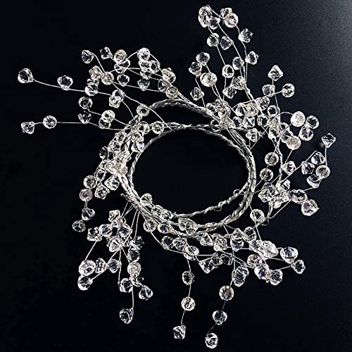 Dayfuli 5 Pieces 19.68 Ft Clear Diamond Beaded Garlands Wire String Acrylic Crystal Garland Wedding Party Decoration Christmas Tree Decoration Bouquet Crafts Projects Decor #TOP19