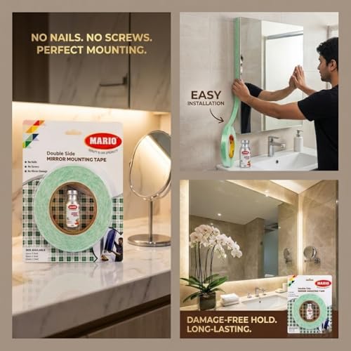 Image of Mario Mirror Mounting Very High Bond Double Sided Tape 18mm x 5m Heavy Duty Foam Adhesive with Primer, VHB Industrial Grade Waterproof Tape Wall & Glass Fixing