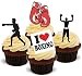 Baking Bling Novelty Boxing Mix - Birthday / Sport / Special Occasion Standups 12 Edible Standup Premium Wafer Cake Toppers