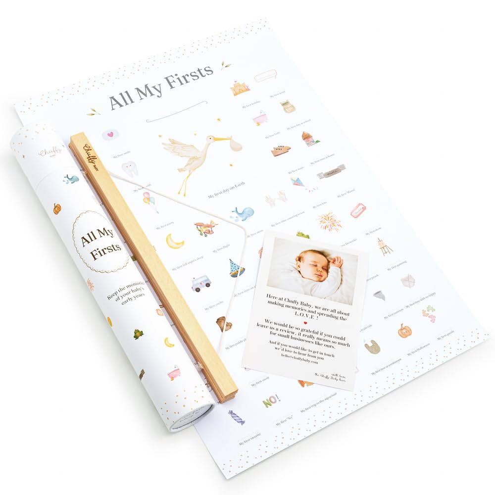 Poster "All My Firsts: My First Times" per neo genitori per tracciare le pietre miliari del bambino e personalizzabile con date, regali per neonati, più originale delle carte traguardi, include