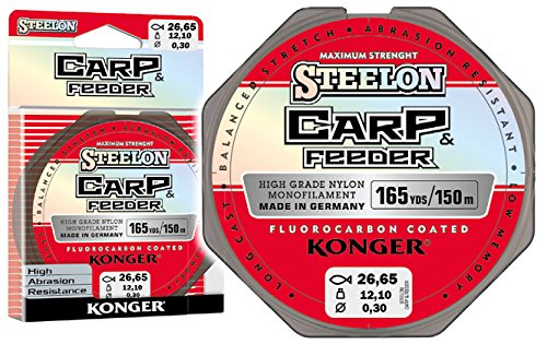 Konger Angelschnur Steelon Carp&Feeder Fluorocarbon Coated 150m 0,20-0,40mm Monofile super stark! (0,05€/m) (0,30mm / 12,10kg)