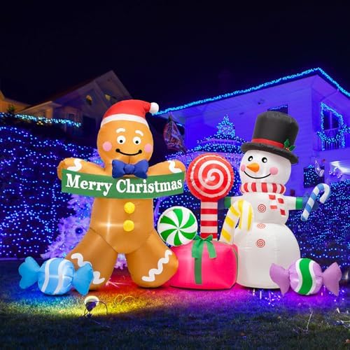 Amazon.com: FLATO 8 FT Merry Christmas Inflatable Decorations, Blow Up ...