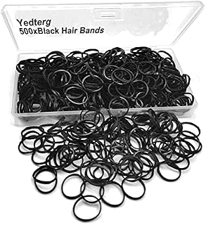 Black Elastic Hair Bands, Yedtreg 500pcs Small Hair Rubber Bands with Box, Soft Mini Hair Elastics Ties Bands for Women Hair, Kids Hair, Braids Hair, Beard etc
