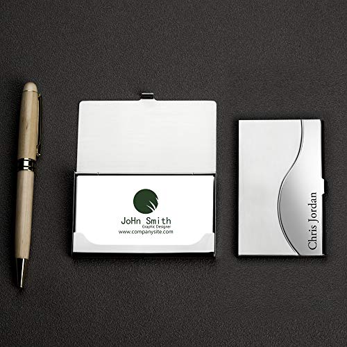 Personalized Stainless Steel Business Card Case Holder Engraved with Your Custom Text (#3)3