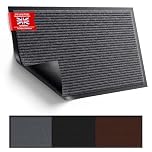 gaobaidu Washable Door Mats Indoor & Outdoor,Absorbent, Non-Slip,Rubber Backed Dust & Dirt Trapping Doormat, Barrier Mat & Entrance Rugs (GREY, 90x120cm)