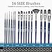Artist Paint Brush Set - VIKEWE 16 Different Sizes Paint Brushes with Oil Painting Knife and Sponge, Suitable for Acrylic, Watercolor, Oil and Gouache Painting, Perfect for Artists Kids - Blue