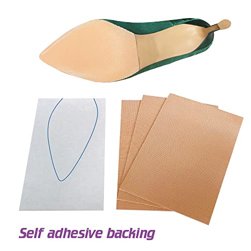Image of UNIKSTEP 4 Pieces Shoe Sole Protectors, Shoe Bottom and Heel Anti Slip Grip Pads, Self Adhesive Non Skid Noise Reduction Sticker (Khaki)