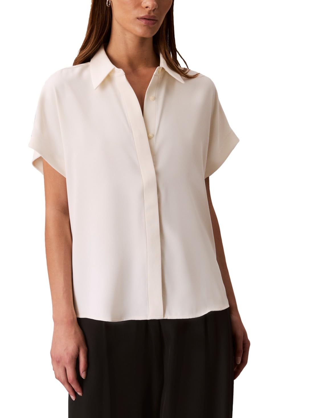 Calvin Klein Women's Satin Short Sleeve Top