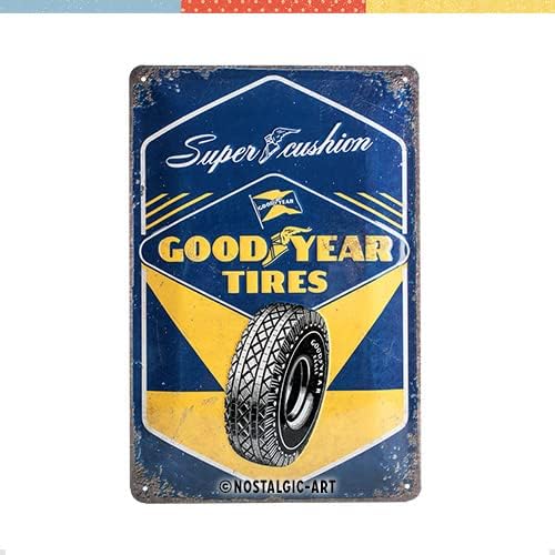 Nostalgic-Art Retro Tin Sign  Goodyear  Super Cushion  Gift idea for car and motor fans, Metal Plaque, Vintage design for decoration, 20 x 30 cm