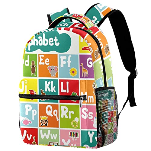 Mochila para portátil unisex con alfabeto colorido y bolsas de viaje cómodas
