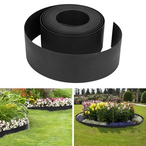 Randaco Rasenkanten Mähkante Schwarz Länge 10 m, Höhe 10 cm, Lawn Edging Garten rasenkantenband Blumenbeeten Gartenwegen Rasenbegrenzung, aus 100%...