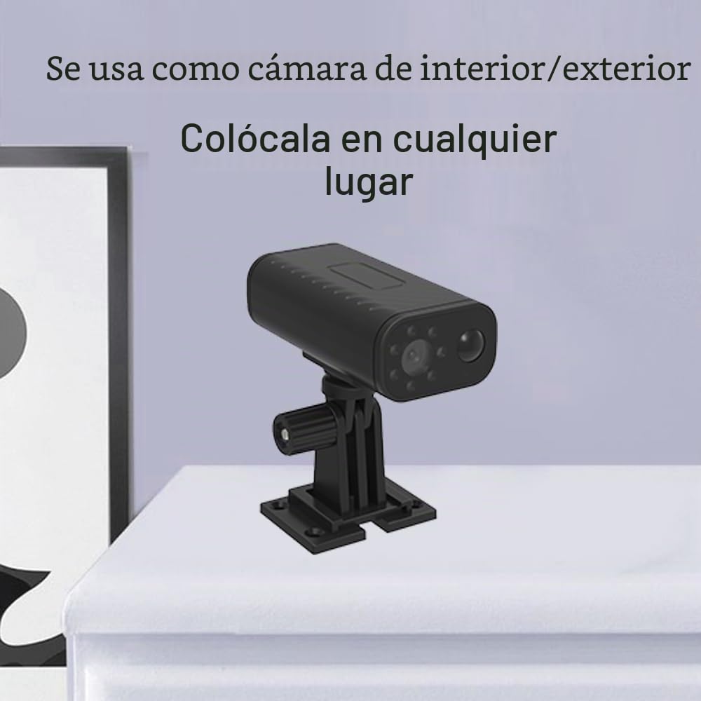 Mini cámara de seguridad inteligente para el hogar para interiores inalámbrica WiFi vista remota 1080P portátil al aire libre impermeable cámara con detección humana, bajo consumo de energía, sueño en