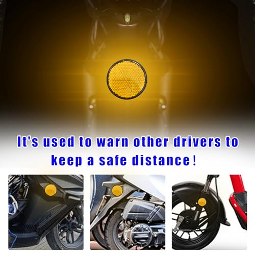 Image of Dickno 2 PCS M6 x 1.0 Motorcycle Reflectors, Plastic Screw Mount Reflective Warning Reflector, Universal Motorbike Rear Safety Reflectors for Motorcycle, Bicycle, Scooter (Round Orange)