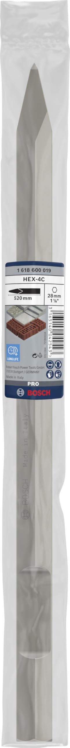 Bosch 1x Burin pointu PRO Hex 28-4C (pour Béton, Brique, Ø mm, Professional Accessoire Brise-béton)