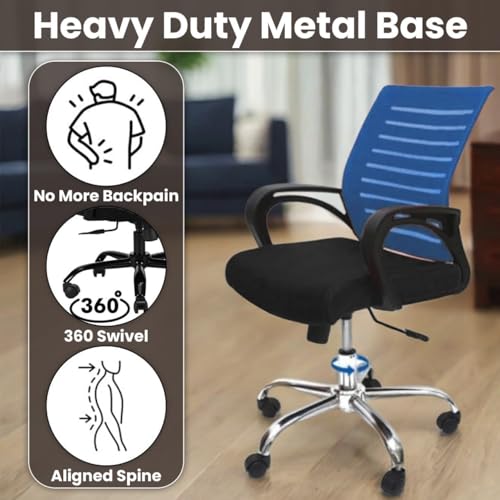 Image of Ngfc Office Chair for Home with Back Support Arm Rest 360 Degree Rotating Office Chair with Tilt Lock Mechanism High Comfort Seating Ergonomic Chair for Home & Office (1, Blue)