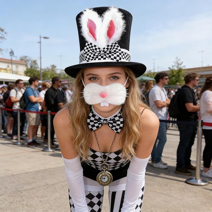 8Pcs Bunny Costume Set, White Rabbit Costume Accessories - Image 2