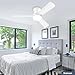 ZOEYON Ceiling Fans with Lights - 42 Inch Low Profile Ceiling Fan with Light and Remote Control, Reversible, 3CCT Dimmable, Noiseless, White Small Flush Mount Ceiling Fan for Bedroom Indoor/Outdoor