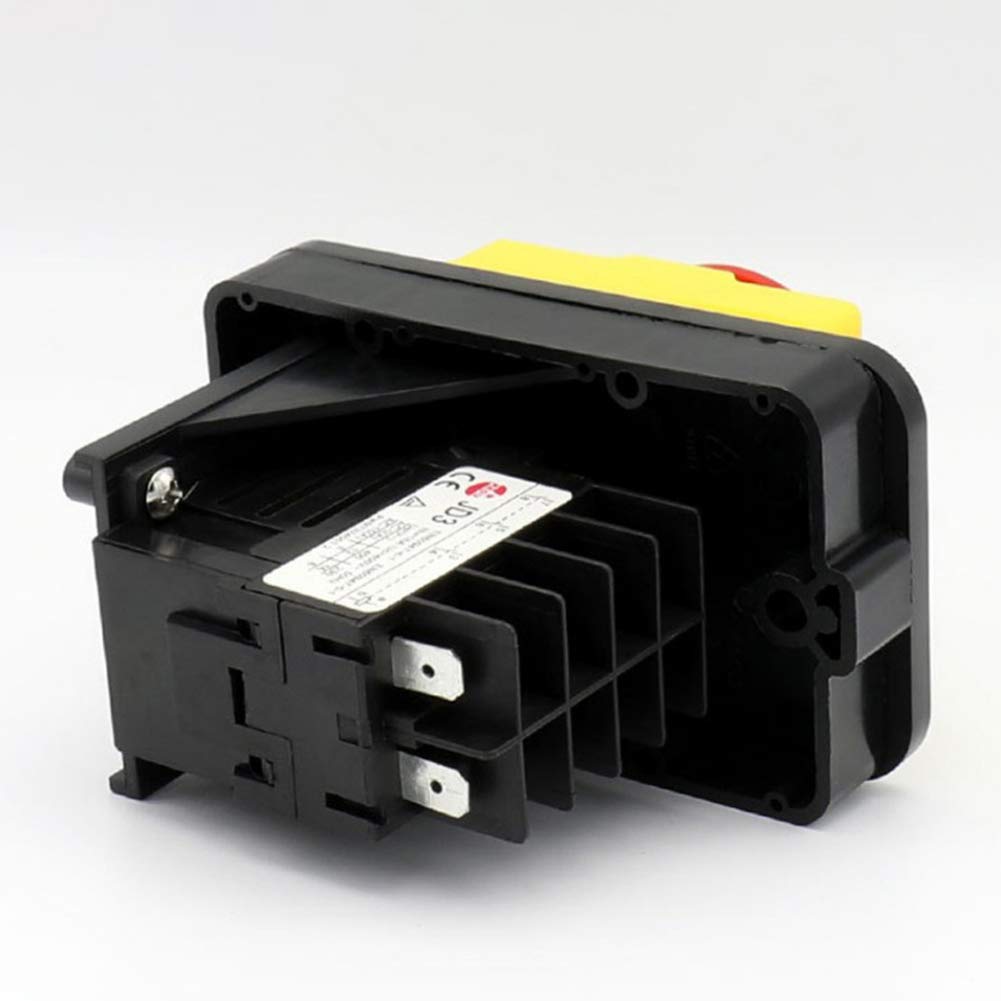 KEDU KJD11 8 Pins Industrial Electromagnetic Switch JD3 Relay Waterproof ON-Off Push Button Switches Emergency Stop Button Switch for Machine Tool Equipment Control 230V 16A 50Hz, M, Yellow