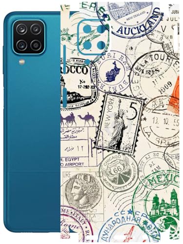 Image of AtOdds - Full Body Back Screen Guard Protector Film - Lamination Wrap Skin Sticker Compatible with Samsung Galaxy M12 | Scratchproof Matte Finish (Stamps)