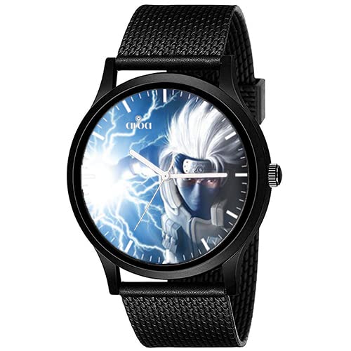 AROA Watch New Watch for Kakashi Sharingan Men Model : 181 Black Metal Type Rubber Analog Watch Blue Dial for Men Stylish Watch for Boys (B0C17KNLKS) Amazon Price History, Amazon Price Tracker