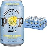 Culture Pop Soda, Ginger Lemon & Turmeric, Probiotic Low Sugar Soda, Sparkling Juice Alternative, Non-GMO...