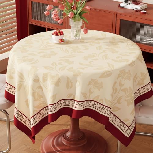 Surwin Mantel Hule Mesa Redonda, Manteles de PVC Estilo Elegante, Mantel Antimanchas Impermeable, Manteles Mesa Rectángulo, Ropa Mesa Camilla Lavable para Comedor (Rojo 6,60x90cm)
