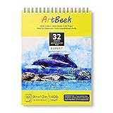 ArtBeek Watercolor Pad 9x12 Inch, 32 Sheets (140lb/300gsm), 100% Cotton Watercolor Paper,Cold Presse