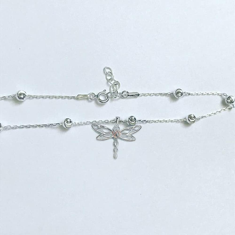 Lotus/Sea Turtle/Dragonfly/Butterfly/Witch Knot/Cross Anklet 925 Sterling Silver Moonstone Anklet Jewelry Gifts for Women