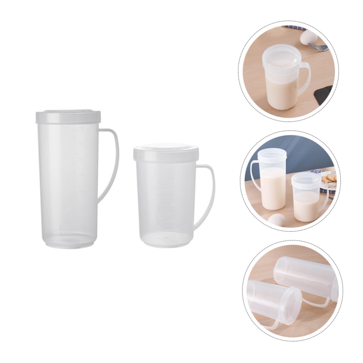 Amosfun 6 Piezas taza jarra fria jarra de agua con escala bebida kit de cocina lata cafe cup Vajilla para el hogar jarras de leche para horno de microondas el plastico Reutilizable