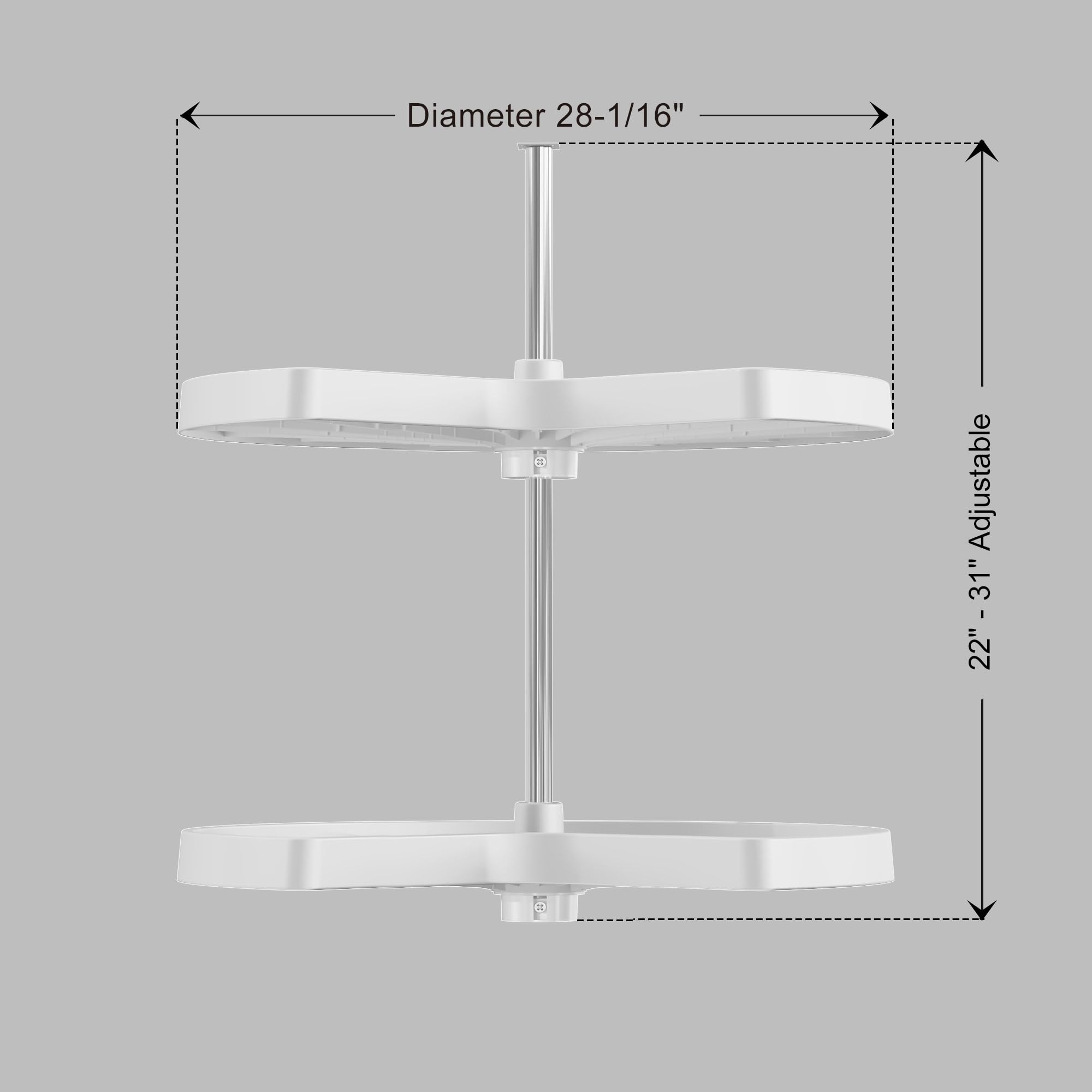 Dowell 2-Tier Kidney Shape Lazy Susan for Corner Base Cabinets, Plastic, 28
