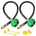 2-Pack 15" RV Propane Hose,1/4" Male NPT & QCC1/Type1 Fittings,Propane Hose-Camper for RV Two-Stage Regulator-Dual LP Tank,Propane Tank Hose for BBQ,Outdoor Cooking,Camping,350PSI.CSA Certified