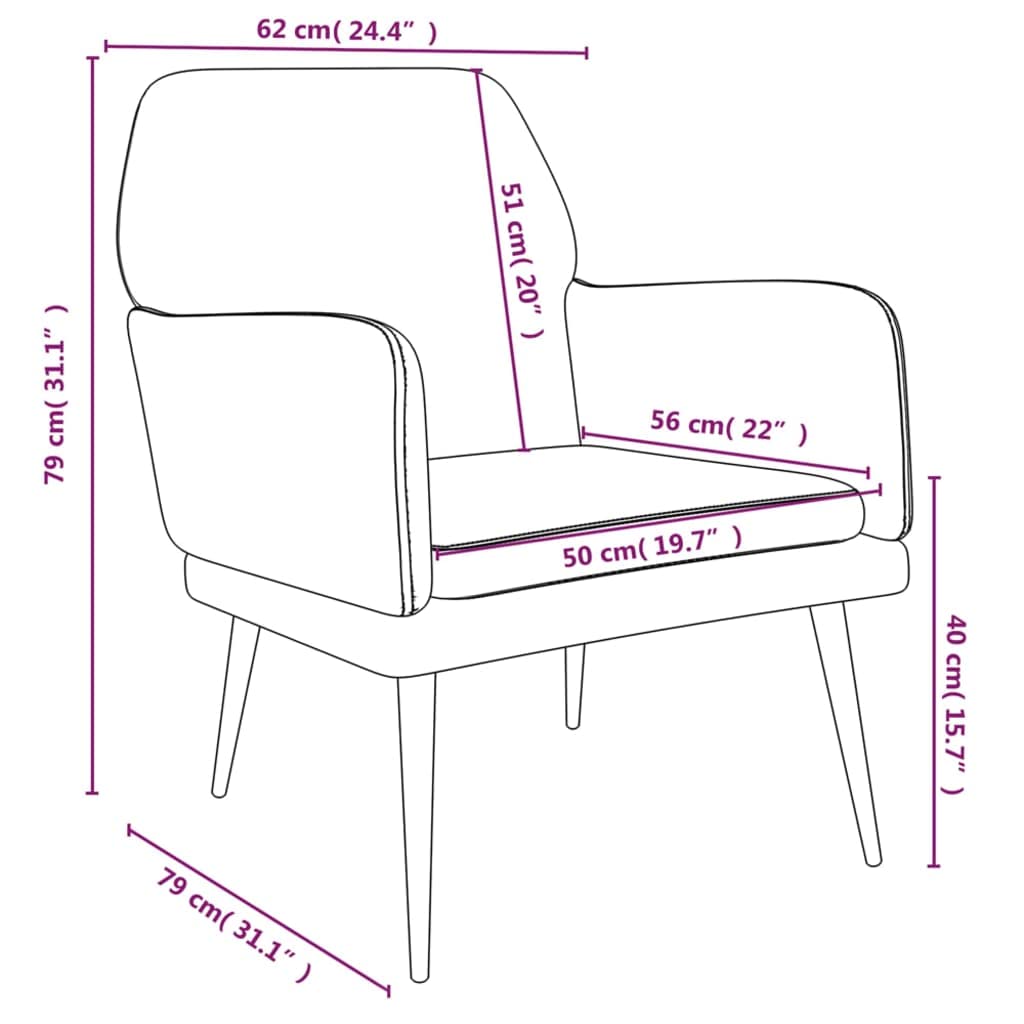 Comoda poltrona in velluto con struttura in metallo, 62 x 79 x 79 cm, grigio scuro, schienale e braccioli imbottiti per una seduta rilassante, istruzioni di montaggio incluse (lingua italiana