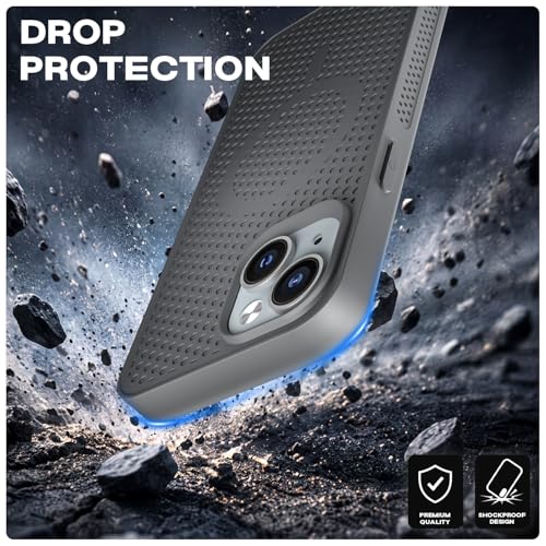 Image of Pikkme Back Cover for iPhone 13 / iPhone 14 | Honeycomb Cooling Design | Silicone Heat Dissipation | Mag-Safe Compatible | Shockproof Camera Protection Bumper Case (Grey)