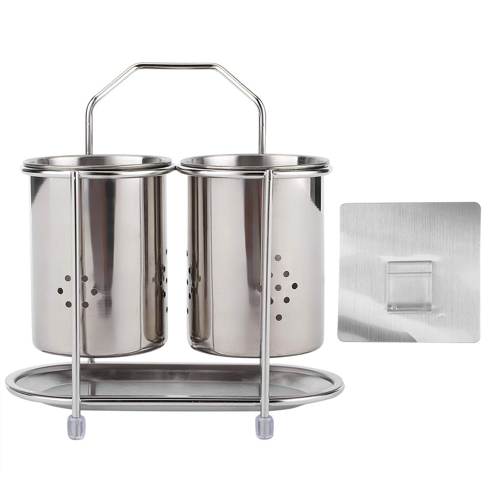 Beufee Utensil Holder, Stainless Steel Wall Mounted Chopsticks Organizer Utensil Drying Rack for Forks Spoons Chopsticks