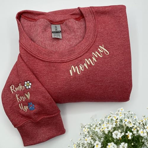 Montojoy Custom Embroidered Grandma Sweatshirt With Grandkids Names On Sleeve, Personalized Minimalist Gift Grandma Sweatshirt Or New Grandma Hoodie thumb #2