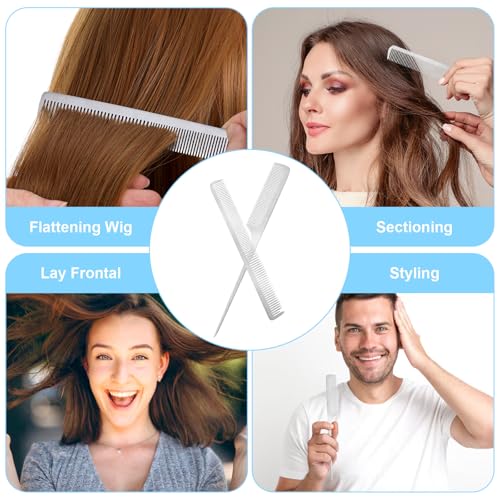2 Stück Edelstahl Haarkamm,Professioneller Friseur Kamm,Edelstahl Antistatischer Haar Kamm,Nadelstielkamm für Männer und Frauen,Friseurbedarf,Verschiedene Arten Haare