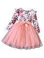 Niren Enterprise Girls Modal and net Fabric Full Sleeve Knee Length Frock (SELMON, 7-8Y) Orange