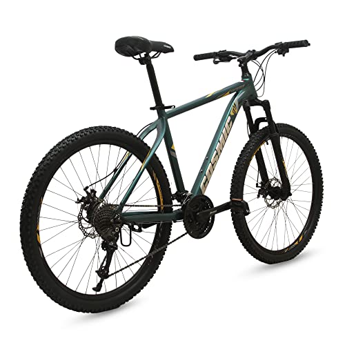 Image of Cosmic Bicycle 29 3000 AL 27SPD FSLO Alloy Bicycle with Front Suspension Lock Out and Dual disc Brakes - Dark Green /Yellow
