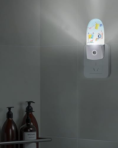 Miniatura 4 de Luz nocturna para lavandería, luz nocturna LED enchufable, luz nocturna azul degradada para lavadora, secado de ropa, luces nocturnas con sensor de