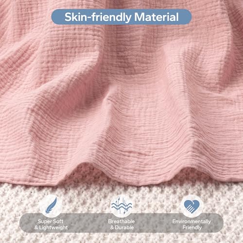 Image of SERAPHY 100% Muslin Cotton Car Seat Cover Baby, Universal Carseat Covers, Breathable Baby Car Seat Canopy for Boys Girls, Soft Infant Car Seat Cover for Summer -Pink