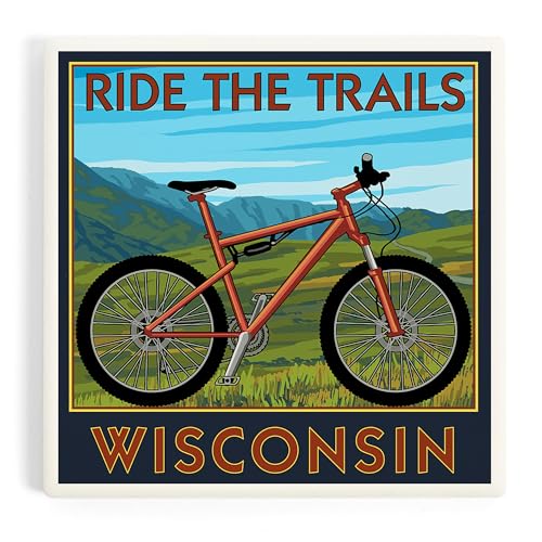 Wisconsin Mountain Bike Scene Ceramic Coaster